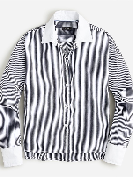 J. Crew Tops - J.Crew Relaxed-fit cropped cotton poplin shirt in stripe